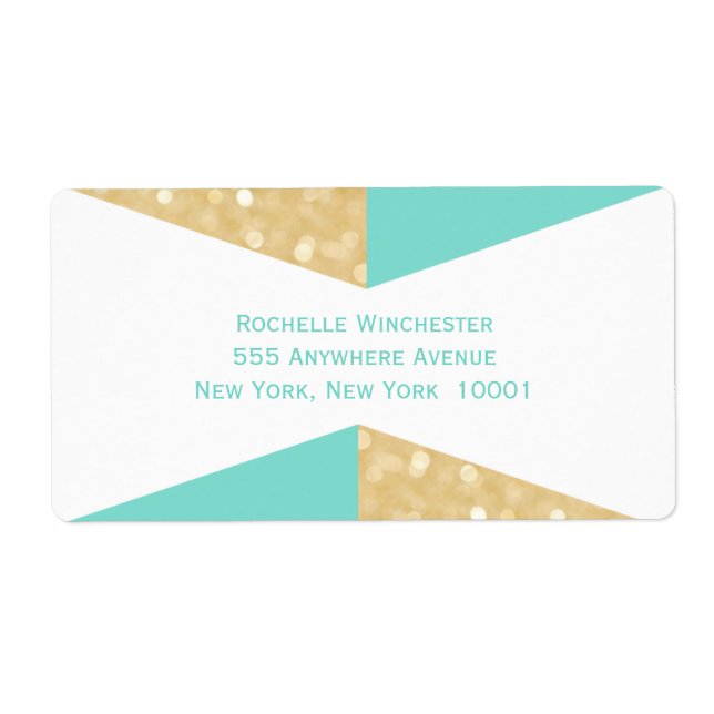 Étiquettes d'adresse de mariage pailletées or mode (Devant)