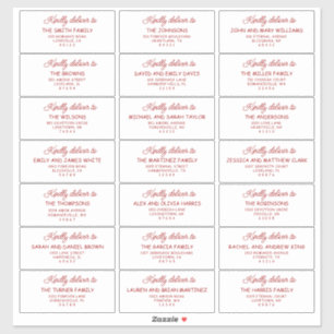 Étiquettes d'adresse de mariage rétro rouge et bla