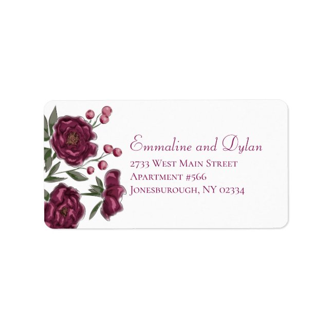 Étiquettes d'adresse de mariage Rose Marron (Devant)