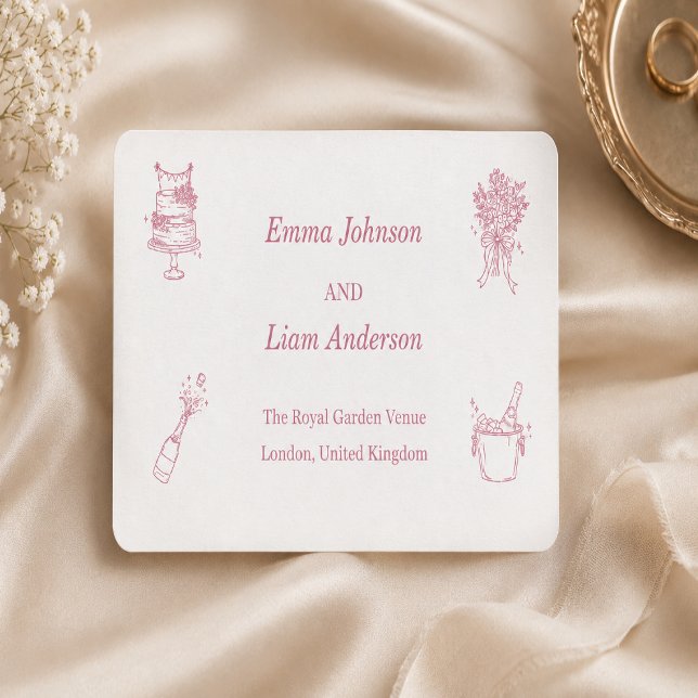 Étiquettes d'adresse de mariage rose pastel (Créateur téléchargé)