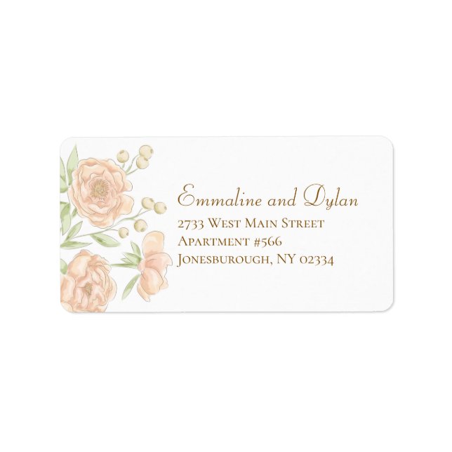 Étiquettes d'adresse de mariage Rose Pêche (Devant)
