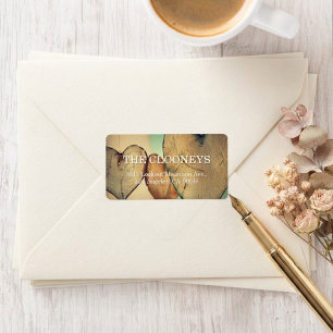 Étiquettes d'adresse de mariage Rustic Bokeh Heart