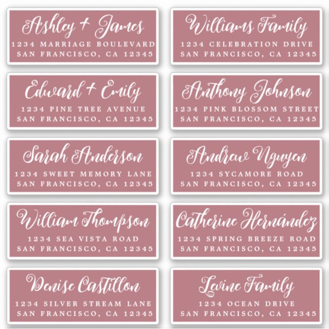 Étiquettes d'adresse de mariage Script Mauvewood p (Devant)