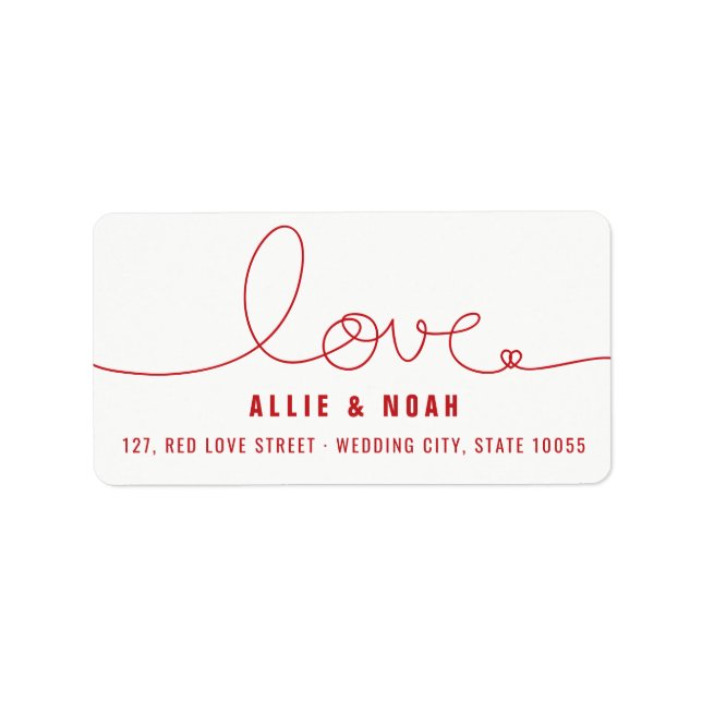 Étiquettes d'adresse de mariage Simple Loopy Love  (Devant)