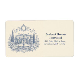 Étiquettes d'adresse de mariage Toile de Jouy Venu