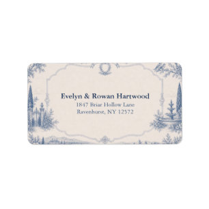 Étiquettes d'adresse de mariage Toile de Jouy Venu