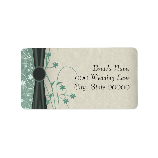 Étiquettes d'adresse de mariage vert et blanc cass (Devant)
