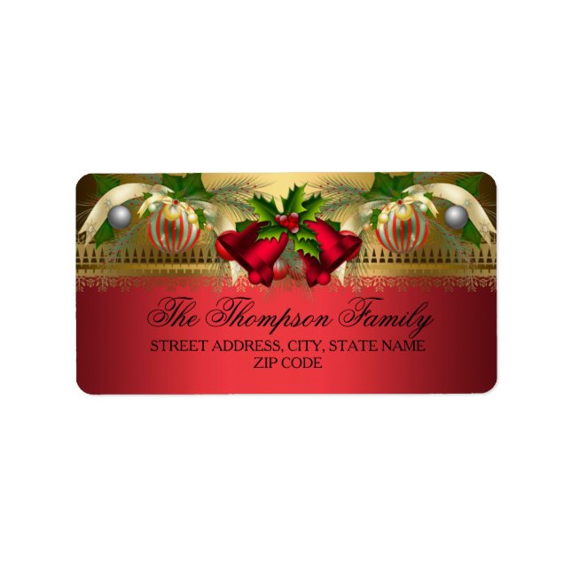 Étiquettes d'adresse de Noël Boules et clochettes  (Devant)