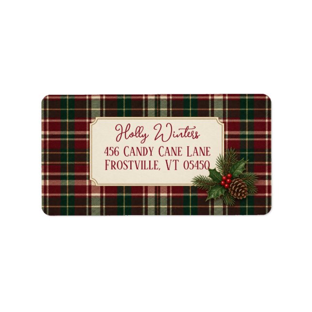 Étiquettes d'adresse de Noël Rustique à carreaux a (Devant)