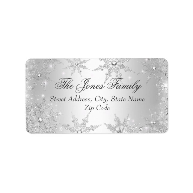 Étiquettes d'adresse de Noël Silver Winter Wonderl (Devant)