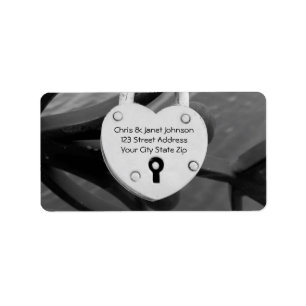 étiquettes d'adresse de photo de cadenas d'amour d