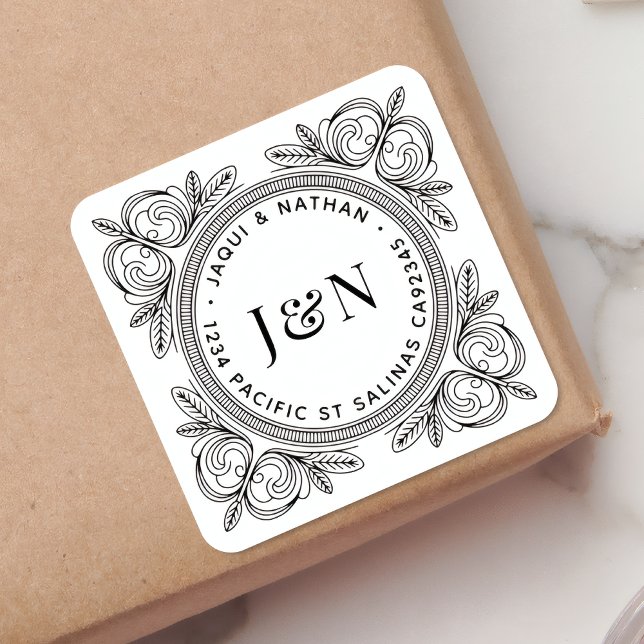 Étiquettes d'adresse de retour à motif baroque - P (Créateur téléchargé)