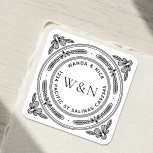 Étiquettes d'adresse de retour à motif de feuille 