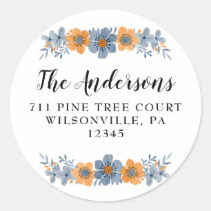 Étiquettes d'adresse de retour arrondies de fleurs