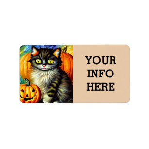 Étiquettes d'adresse de retour automne chat mignon