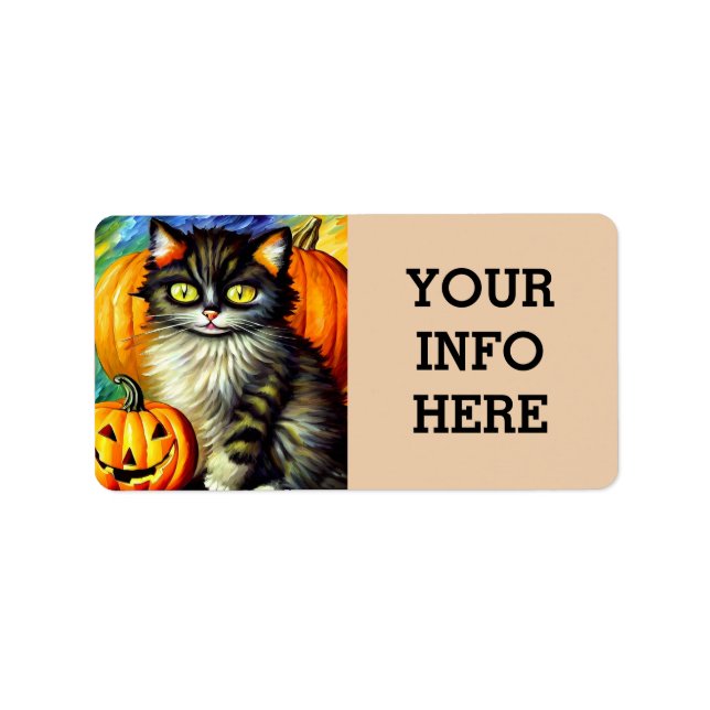 Étiquettes d'adresse de retour automne chat mignon (Devant)
