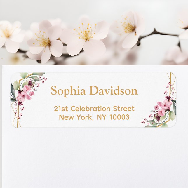 Étiquettes d'adresse de retour aux fleurs de ceris (Elevate Your Correspondence with Floral Elegance 🌸✉️)