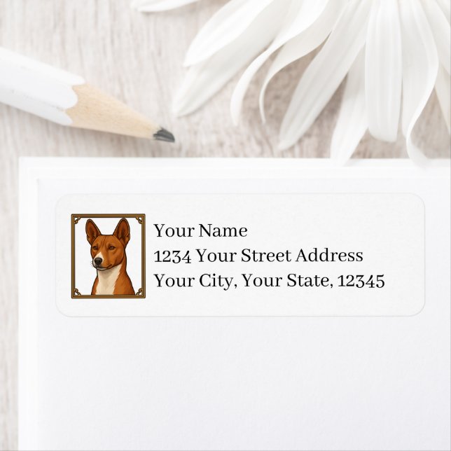 Étiquettes d'adresse de retour Basenji (En situation)