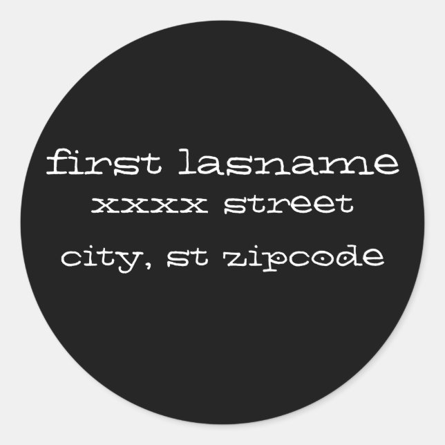 étiquettes d'adresse de retour - blanc sur noir (Devant)