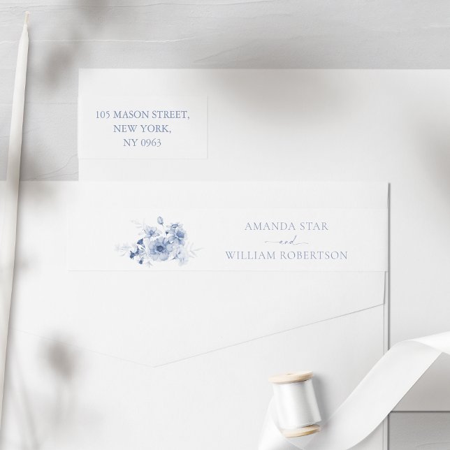 Étiquettes d'adresse de retour bleu bleu poussiére (Créateur téléchargé)