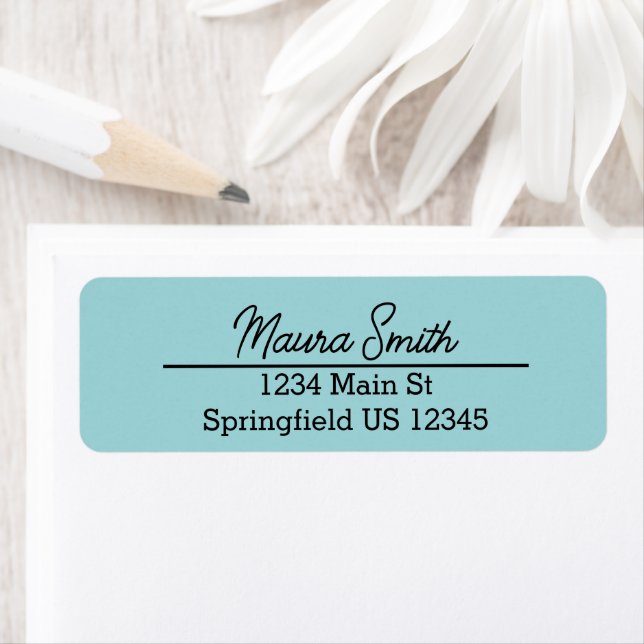 Étiquettes d'adresse de retour bleu turquoise Dust (En situation)