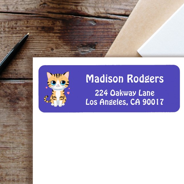 Étiquettes d'adresse de retour bleu vibrant pour a ("Pawsitively Adorable! 🐾💙)