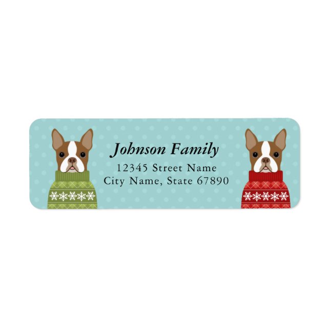 Étiquettes d'adresse de retour Boston Terrier (Devant)