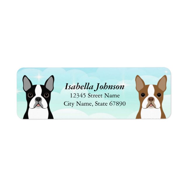 Étiquettes d'adresse de retour Boston Terrier (Devant)