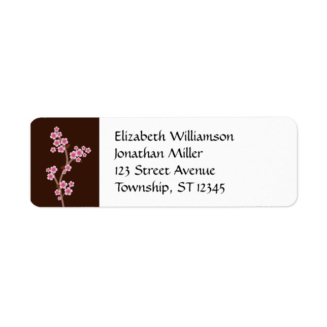 Étiquettes d'adresse de retour Brown de fleurs de  (Devant)