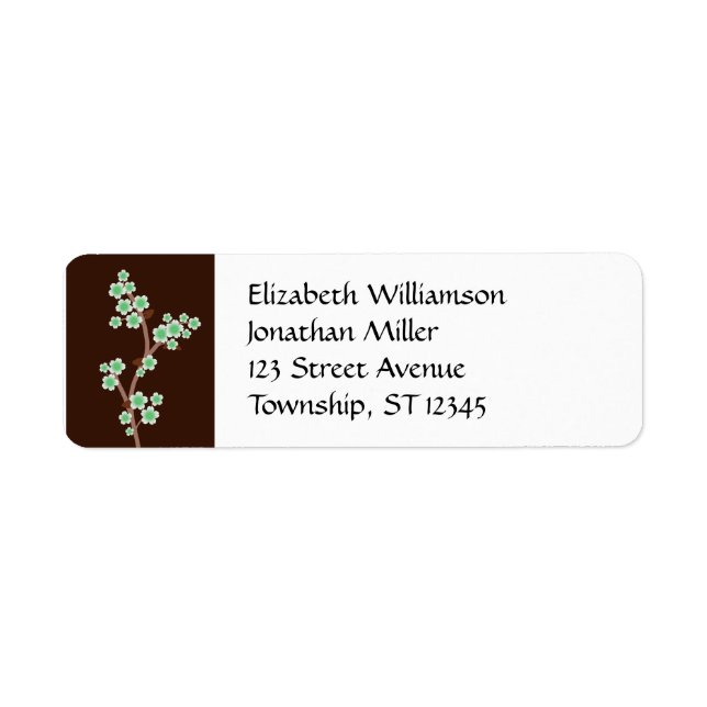 Étiquettes d'adresse de retour Brown de fleurs de  (Devant)