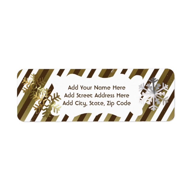Étiquettes d'adresse de retour Brown, Gold, White  (Devant)