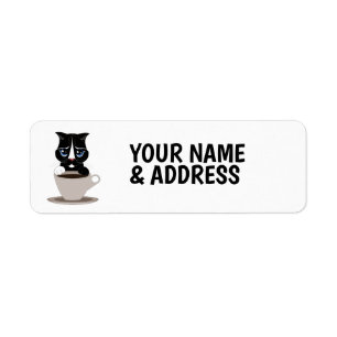 ÉTIQUETTES D'ADRESSE DE RETOUR CAFÉ CAT