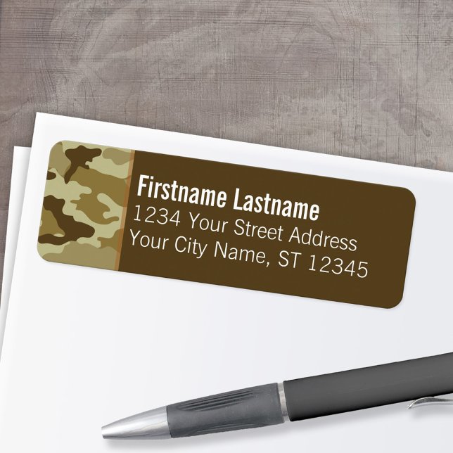 Étiquettes d'adresse de retour Camo personnalisées (Custom Return Address Labels - Low Minimum)