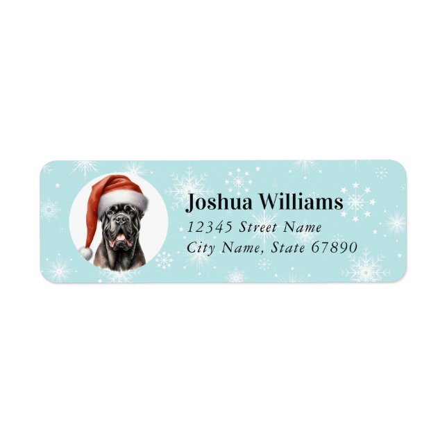 Étiquettes d'adresse de retour Cane Corso de Noël (Devant)
