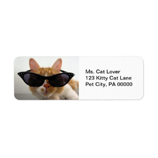 Étiquettes d'adresse de retour Chat portant des lu