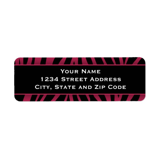Étiquettes d'adresse de retour Chic Hot Rose Zebra (Devant)