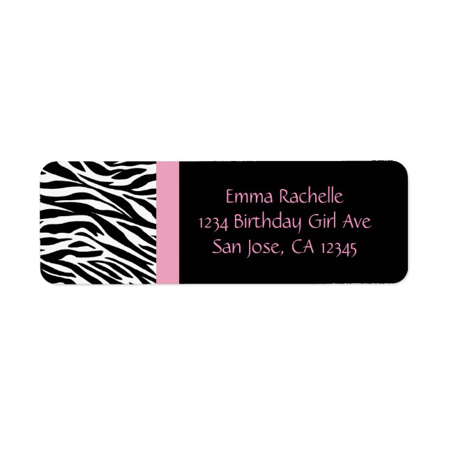 Étiquettes d'adresse de retour Chic Zebra (Devant)