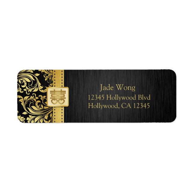 Étiquettes d'adresse de retour Chine double bonheu (Devant)