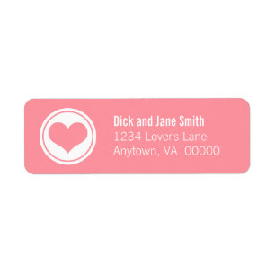 Étiquettes d'adresse de retour Coeur élégant, rose