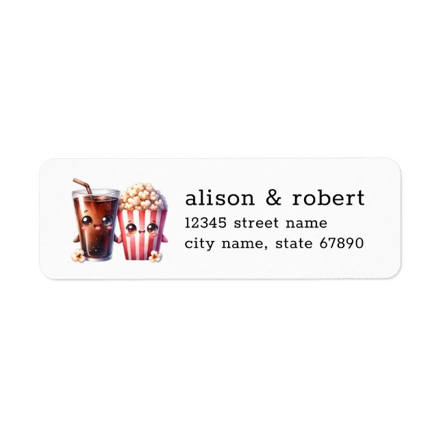 Étiquettes d'adresse de retour Cola et Popcorn (Devant)