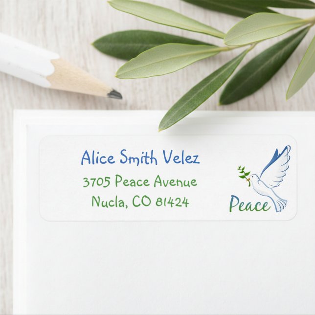 Étiquettes d'adresse de retour Colombe de la Paix (Peace dove return address labels.)