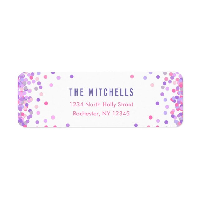 Étiquettes d'adresse de retour Confetti | Annivers (Devant)