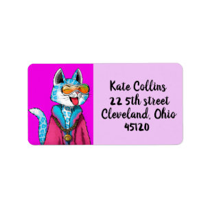 ÉTIQUETTES D'ADRESSE DE RETOUR cool CAT ART SUNGLA