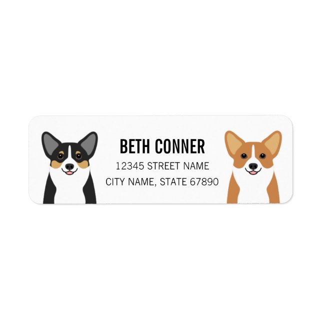 Étiquettes d'adresse de retour Corgi (Devant)