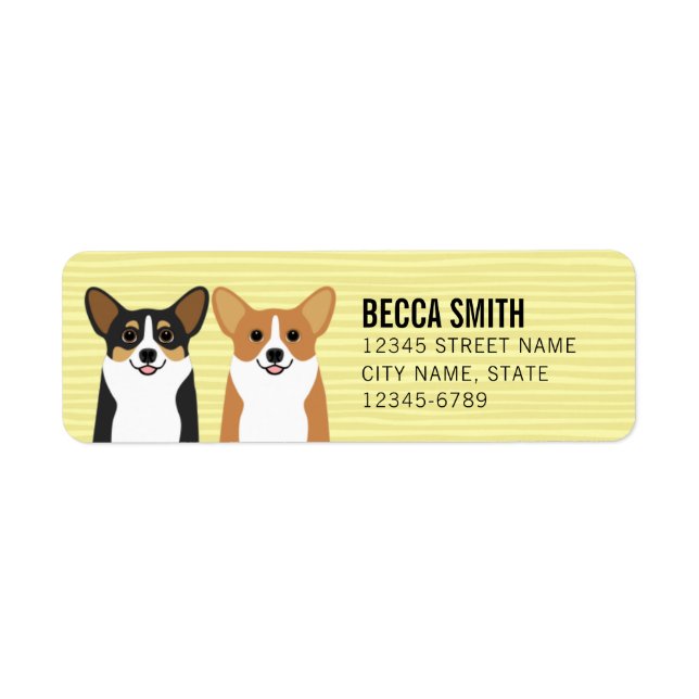 Étiquettes d'adresse de retour Corgi (Devant)
