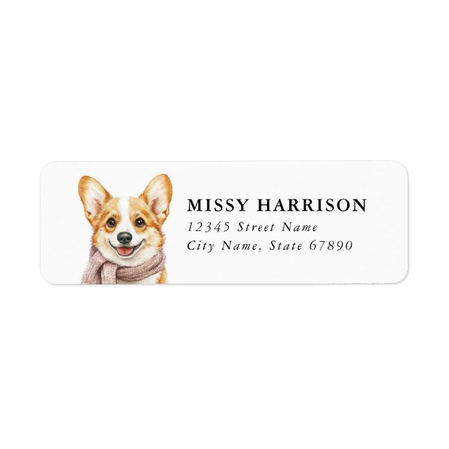 Étiquettes d'adresse de retour Corgi (Devant)