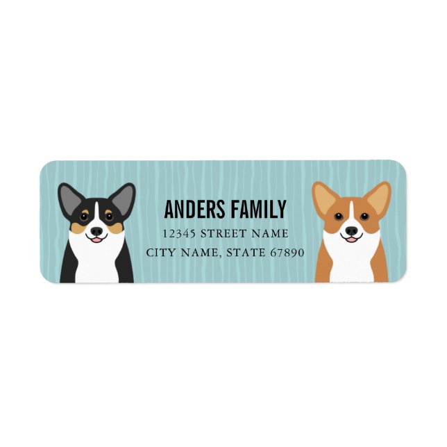 Étiquettes d'adresse de retour Corgi (Devant)