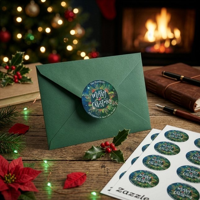 Étiquettes d'adresse de retour Couronne de Noël Jo (Créateur téléchargé)