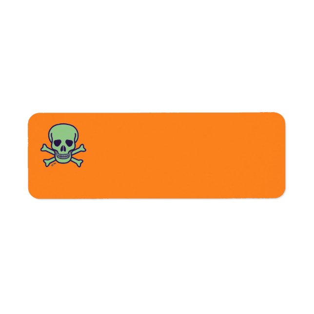 Étiquettes d'adresse de retour crâne vert orange (Devant)