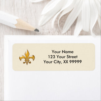 Étiquettes d'adresse de retour Crème et or Fleur d